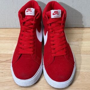 Nike SB Blazer Mid Red White Mens 10.5 Suede High Top Skate Sneakers